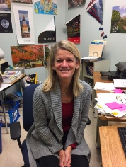 Ms. Heald in her office, where she serves as College and Career Advisor at B-CC HS.