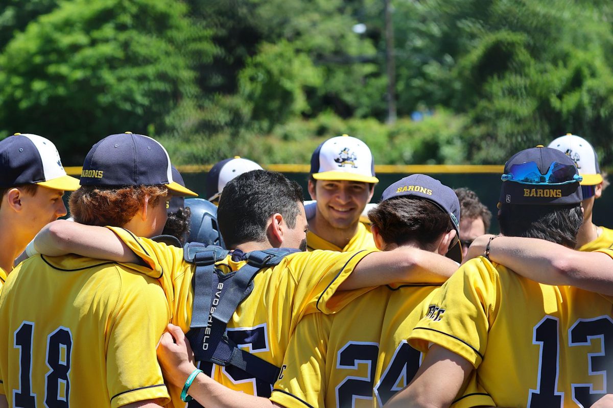 The Barons huddle up