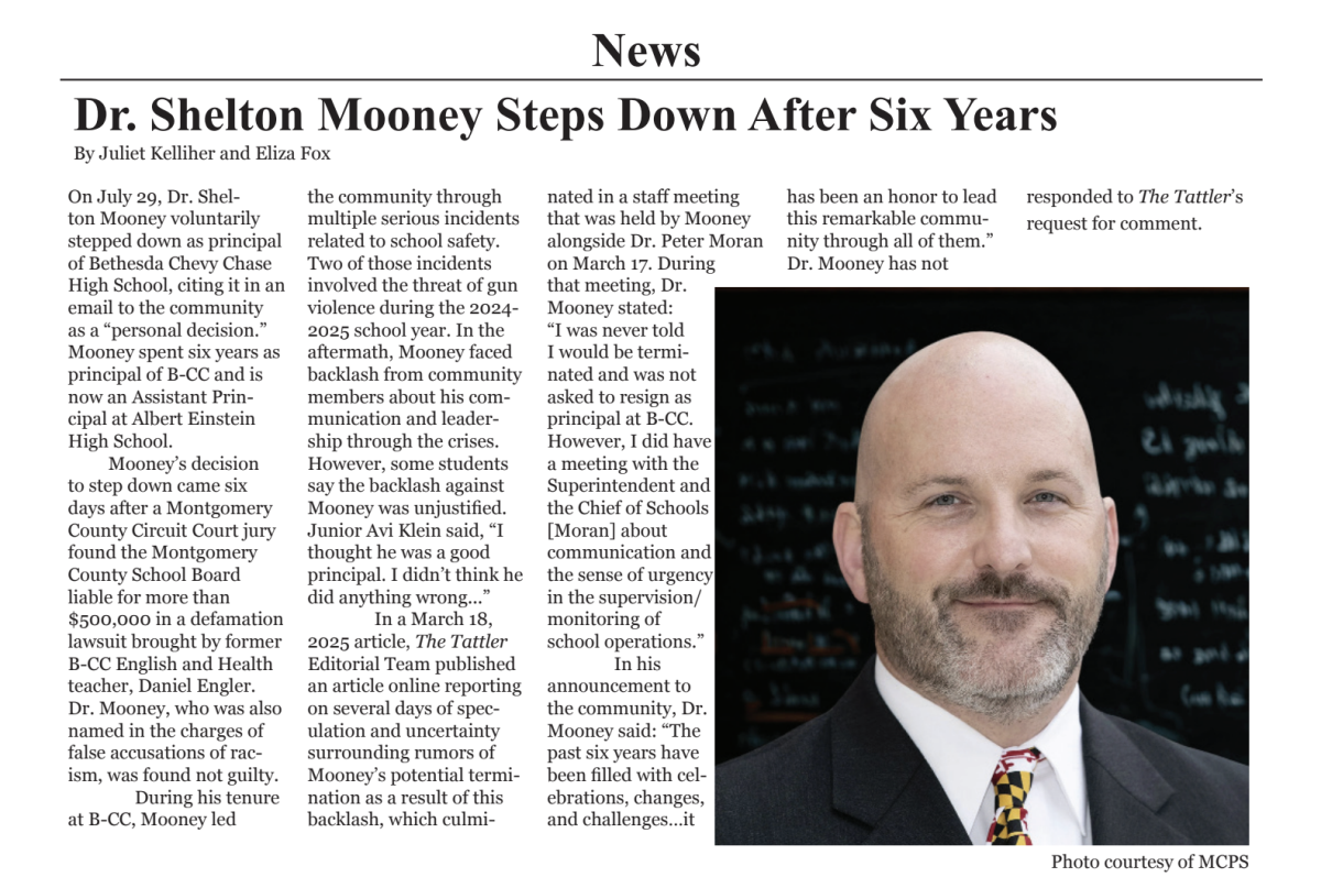 Correction from Print: Dr. Shelton Mooney Steps Down After Six Years
